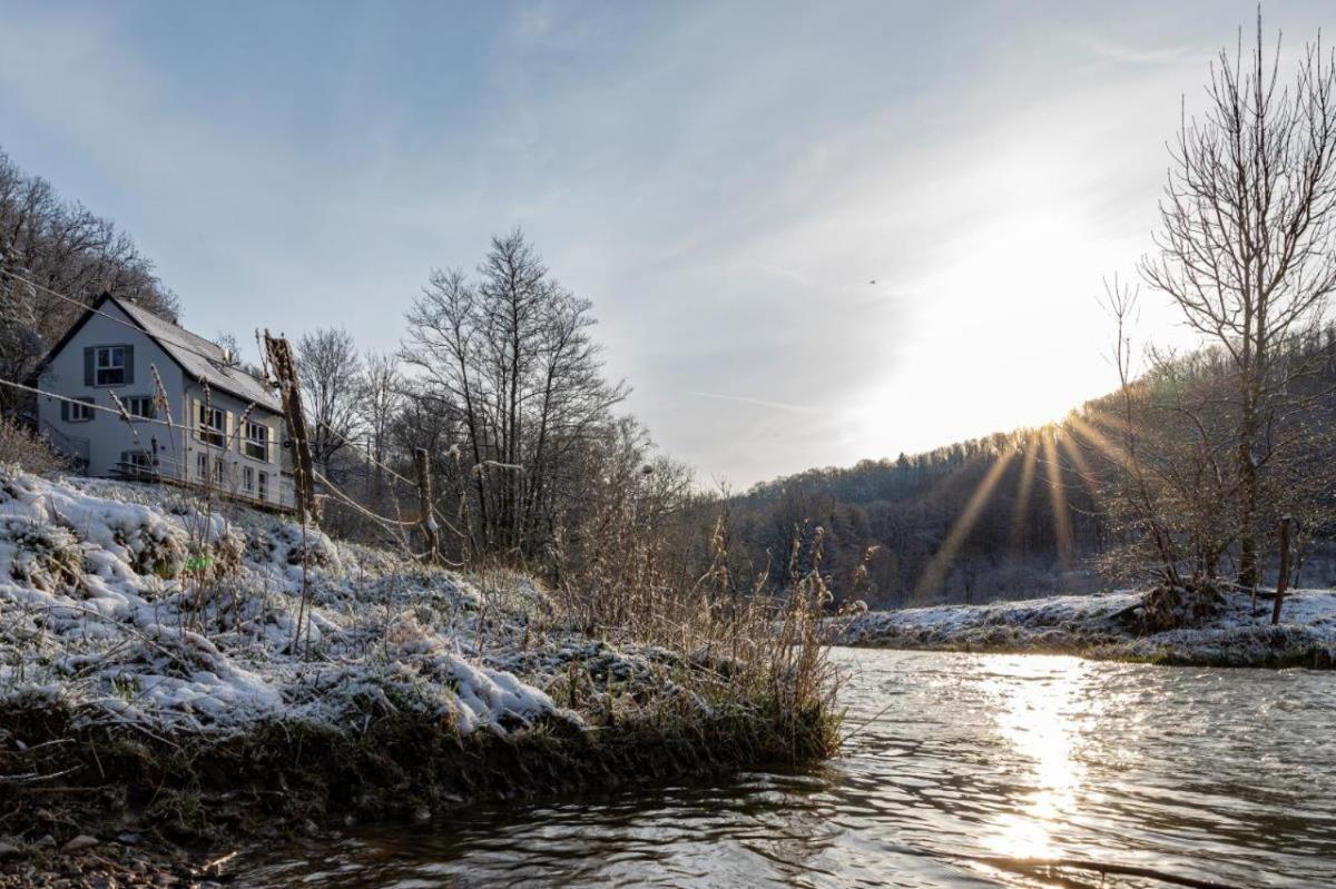 Freistehendes Ferienhaus Mit Kamin, Sauna, Atemberaubenden Blick Ins Tal, Mehrere Terrassen, 1500Qm Grundstueck 1,6M Hoch Eingezaeunt Gerabronn Extérieur photo