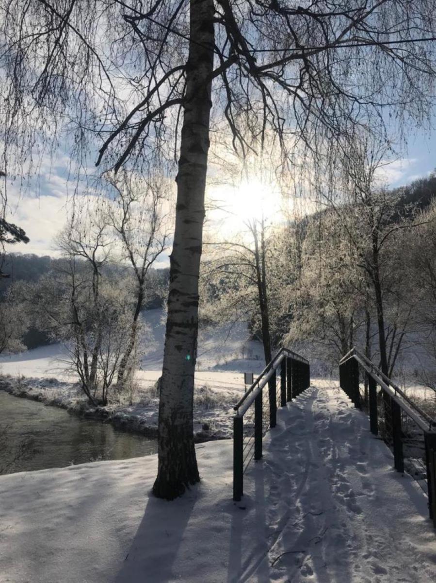 Freistehendes Ferienhaus Mit Kamin, Sauna, Atemberaubenden Blick Ins Tal, Mehrere Terrassen, 1500Qm Grundstueck 1,6M Hoch Eingezaeunt Gerabronn Extérieur photo